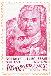 Timbre de 1978 Voltaire + Rousseau